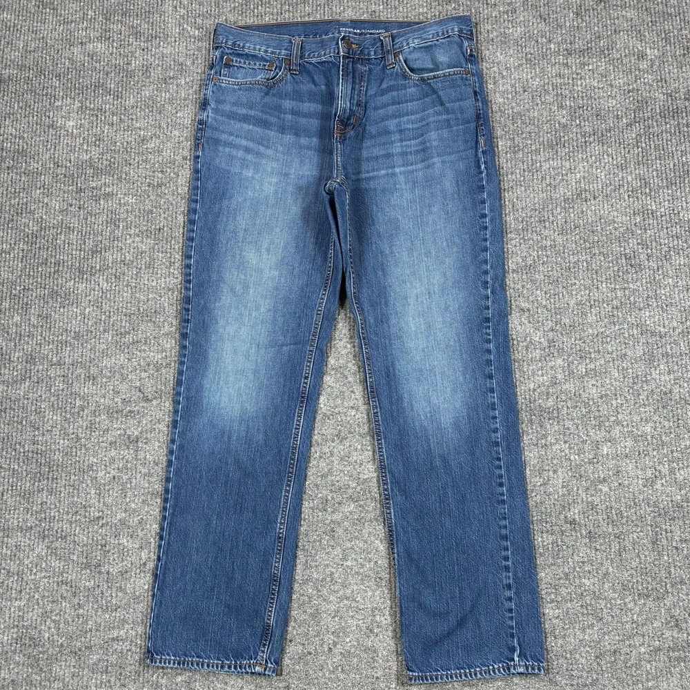 Old Navy Mens Straight Jeans Size 34x32 Regular Blue Denim 100% Cotton Mid Rise